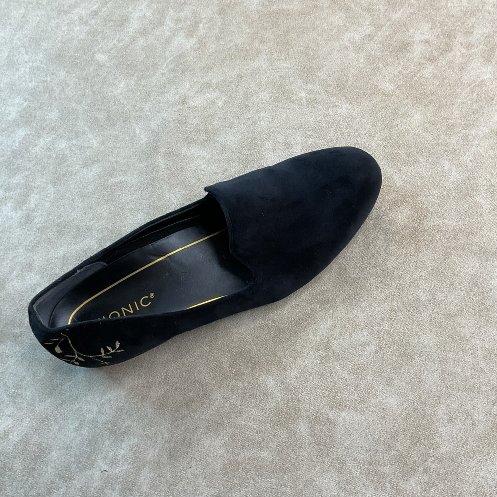 Vionic Willa Flat Loafers Womens 9 Black Velvet Suede Slip On Comfort Shoes - Picture 7 of 13